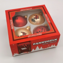 Saale Bulls - Weihnachtskugeln - ROT/GOLD - 4er Set