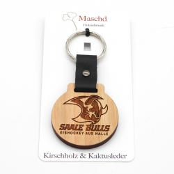 Saale Bulls - Holz-Schlüsselanhänger rund - S14